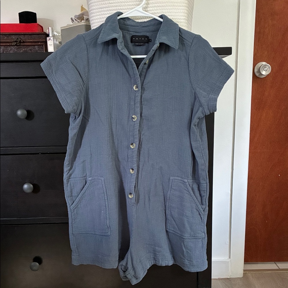 Hatch Blue Button-Down Romper
